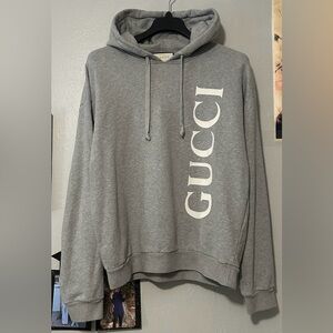 Gucci Grey Logo Gucci Unisex Hoodie Authentic